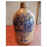 Penn Yan Stoneware 1 Gal. Jug w/ Cork, Blue Flower