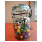 Atlas Blue Glass Canning Jar Full Vintage Marbles