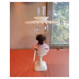 Milk Glass Oil Lamp w/ Petticoat Chimney Shade