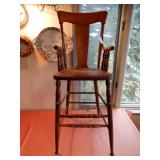 Oak T Back High Chair - Missing Foot Rest