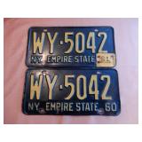 2- NY License Plates- 1960, 1961