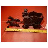 Cast Iron Circus Wagon W/Driver & 2 Horses
