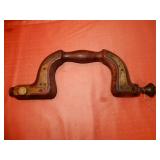Early Wooden Drill Brace With Brass Supports