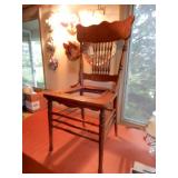 Oak Press Back Spindle Back Chair-Missing Cane