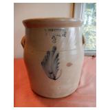 F. Woodworth 2 Gal. Stoneware Crock w/ Leaf