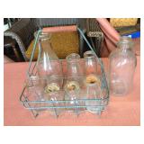 Asst. Milk Bottles w/ Metal Bottle Holder