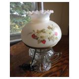 Oil Lamp w/ Glass Flower Shade- Electric