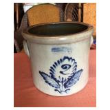 Burger & Co. 2 Gal. Stoneware Crock w/Flower-crack