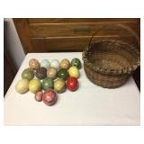 17 Alabaster Eggs w/ Basket