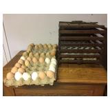 Antique Wood Egg Crate Carrier w/ Wood Eggs
