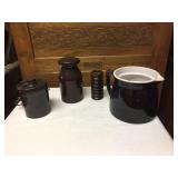 Brown Stoneware, Insulators, Pitcher, Cheese Crock