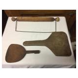 Pair of Wood Paddles (Butter) & Towel Holder
