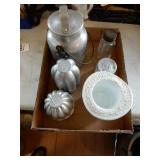 Lot- Jello Molds, Milk Can, Milk glass, Etc