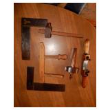 Early Tools- Wood Draw Shave, 2 Wood Scribes,Etc