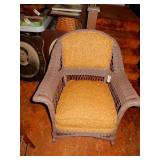 Wicker Rocker With Yellow/Orange Upholstry