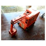 Nice Older Orange Painted Metal Toy Excavator