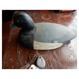 Wooden Duck Decoy W/Attached String & Weight