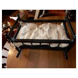 Small Doll Cradle Painted Black With Mattress