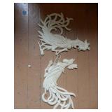 Pair Of Painted White Metal Chicken Wall Hangers