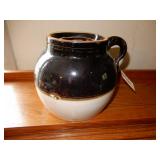 2 Tone Brown Stoneware Crock With Handle