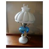 Electric Table Lamp With Fancy White Glass Globe