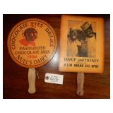 Two Cardboard Advertising Fans