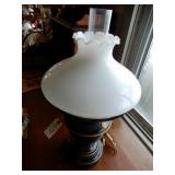 Modern Table Lamp With Lantern Base & Glass