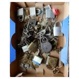 Box Lot With Old Padlocks & Keys