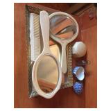 Vintage Partial Dresser Set, Small Bottle w/ Cork,