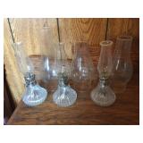 3- Small Oil Lamps & 3- Globes