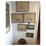 7- Pictures of Ships & 2- Tin Wall Decorations