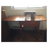 Wooden Sewing Cabinet w/ Nelco Sewing Machine