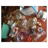 Box Lot Craft Beads, Ribbon, Key Chains, Spools,