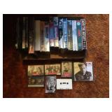 Box of VHS Movies, CD, & Cassette Tapes