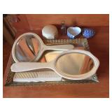 Vintage Partial Dresser Set, Small Bottle w/ Cork,