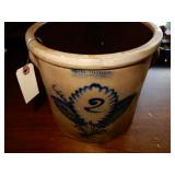 2 Gal. Stoneware Crock w/ Blue Floral Design