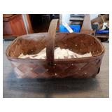 Nice Old Woven Bark Basket With Wooden Bail