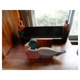 Wooden Duck Napkin Holder & Small Wood Shelf