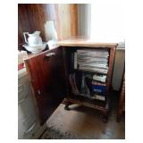 Wooden Cabinet With Assortment of Records