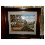 Oak Framed Water Color Painting by N. Bucki