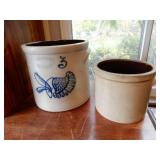 J Burger Jr 3 Gal Crock and 1 Gal Crock