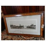 Oak Framed Picture of Shipyard with Boats