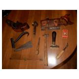 Vintage Tools - Molding Plane, Hay Hook, Scriber,