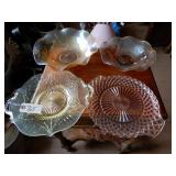 Pink & Yellow Depression Glass, 2 Iris Depression