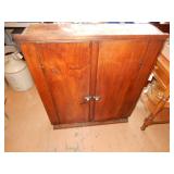 Old Wooden 2 Door Wall Cabinet, See Photo