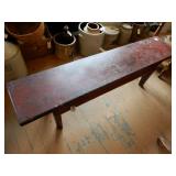 Wooden Bench With Redish Marble Seat, See Photo