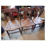 3 Older Matching Cain Seat Chairs, See Photo