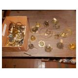 Box Lot Of Oil Lamp Parts - See Photos