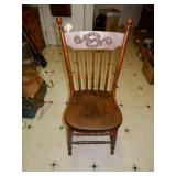 Press Back Spindle Back Chair With Wood Seat