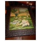 (3) Framed Pictures - Ornate Frame - Boy & Girl